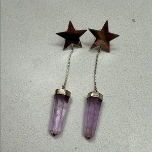 Sterling Silver and Amethyst Star Drop Earrings